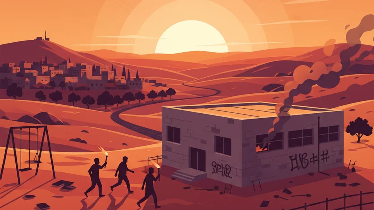 Settlers Ignite Outrage with West Bank Vandalism at Huwara School