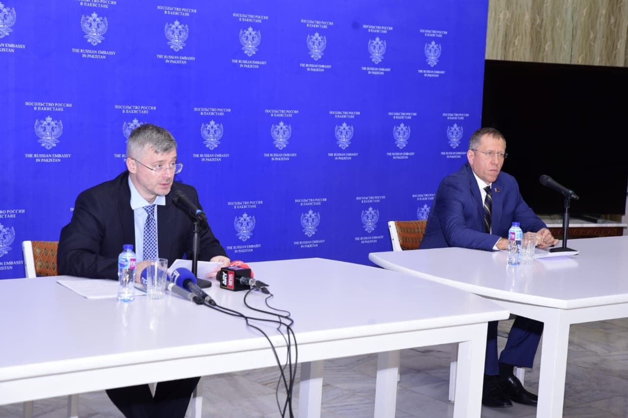 Ambassador of Russia Khorev and Ambassador of Belarus Metelista Brief Media Ahead of EAEU Day