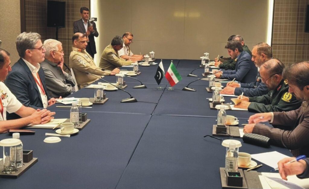 Pakistani Defence Minister Khawaja Muhammad Asif meets Iranian counterpart during SCO Defence Ministers’ meeting in China.
