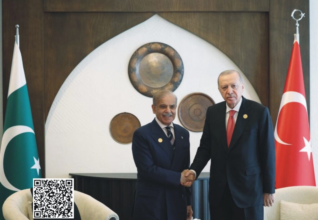 President Erdoğan meets Prime Minister Shehbaz Sharif during the 17th ECO Summit in Khankendi