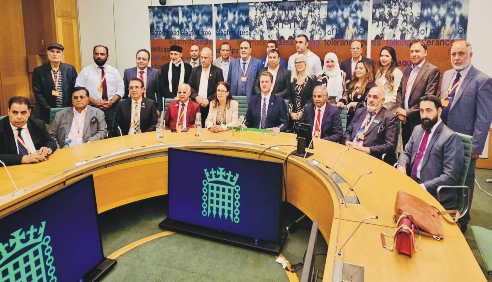 Senator Abdul Qayyum addresses British MPs on Kashmir issue at the House of Commons.