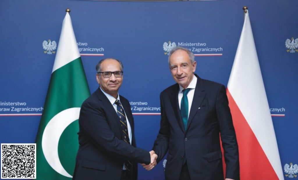 Pakistani and Polish officials during the 9th round of bilateral political consultations held in Warsaw on July 4, 2025.