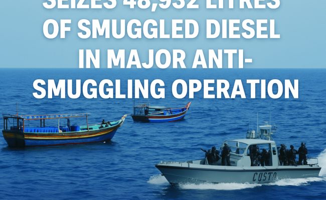 Pakistan Customs intercepts three launches near Hingol National Park, seizing 48,932 litres of smuggled diesel worth Rs42.23m. Latest Pakistan news and enforcement updates.