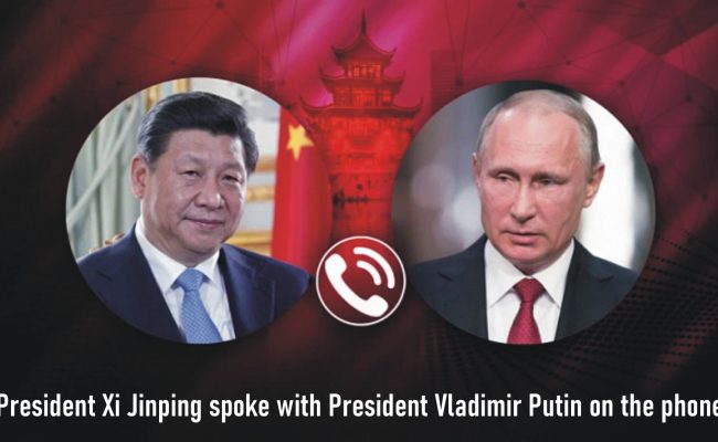 President Xi Jinping and President Vladimir Putin speaking via phone about the Middle East crisis, with a focus on China’s proposed four-point peace plan